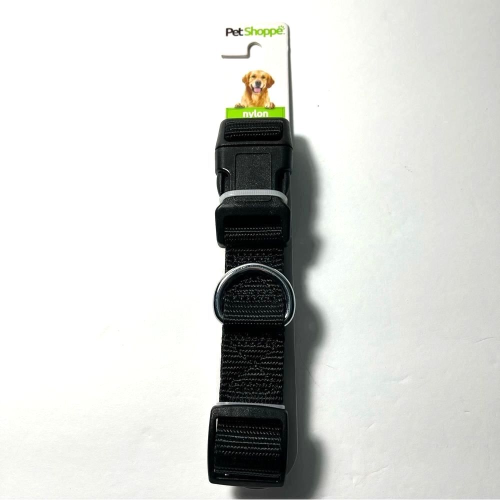 NWT PetShoppe Black Nylon Adjustable Dog Collar - Large Breeds 18"-26"
